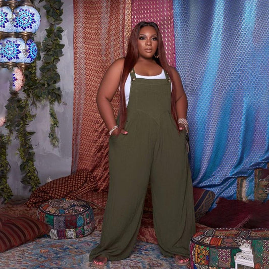 Plus Size Sleeveless Pocket Jumpsuit